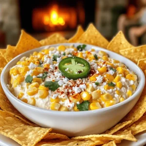 The Mexican street corn dip has several key ingredients that make it tasty and fun.