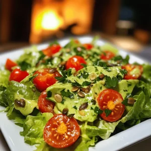 What are the essential ingredients for a vegan version of Caesar salad? To make a great vegan Caesar salad, you need fresh romaine lettuce, cherry tomatoes, and avocado. The avocado gives the salad a creamy texture, while tahini adds richness. Nutritional yeast brings a cheesy flavor, and garlic powder gives a nice kick. You should also have Dijon mustard and capers for added depth. Salt and pepper will enhance all these flavors.