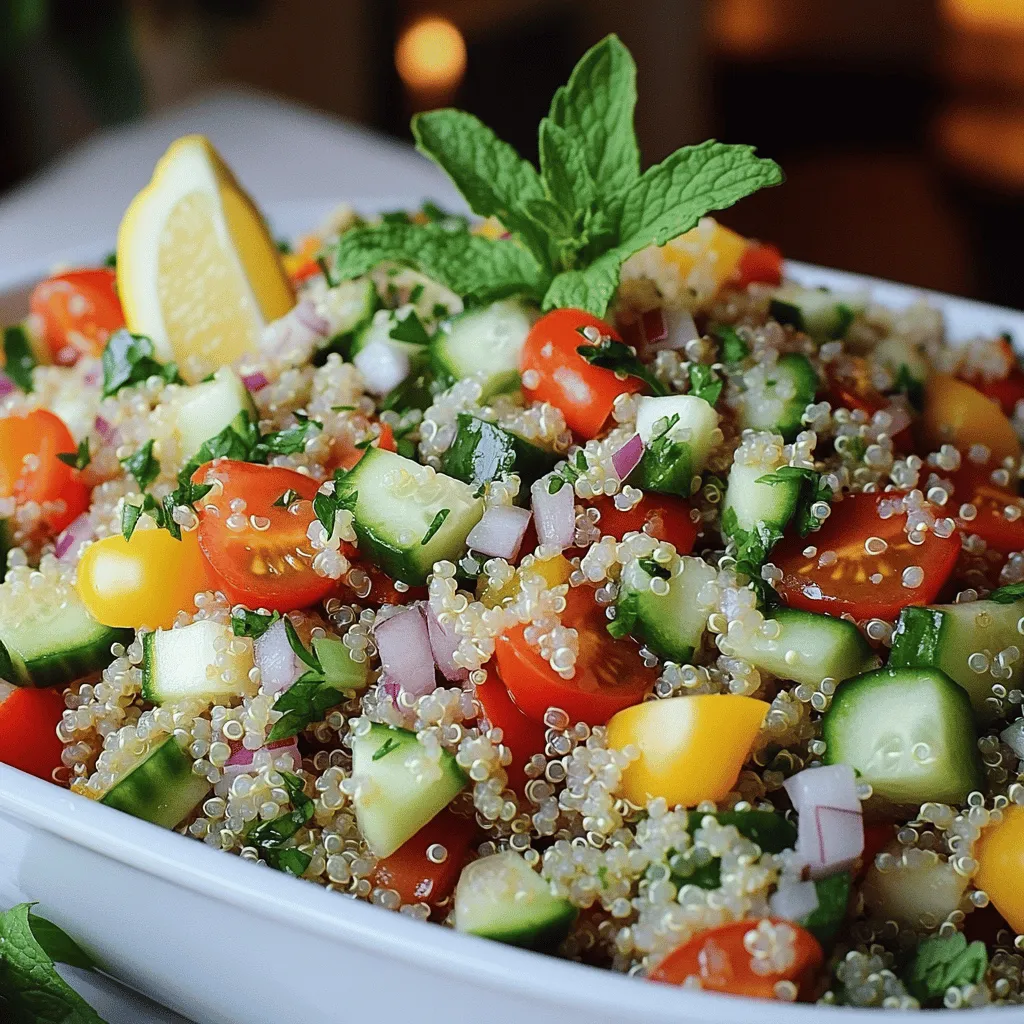 The base of any quinoa salad is, of course, quinoa. It has a nutty flavor and a great texture. For this salad, I use one cup of quinoa, cooked in two cups of vegetable broth or water. This cooking method enhances the taste of the quinoa.