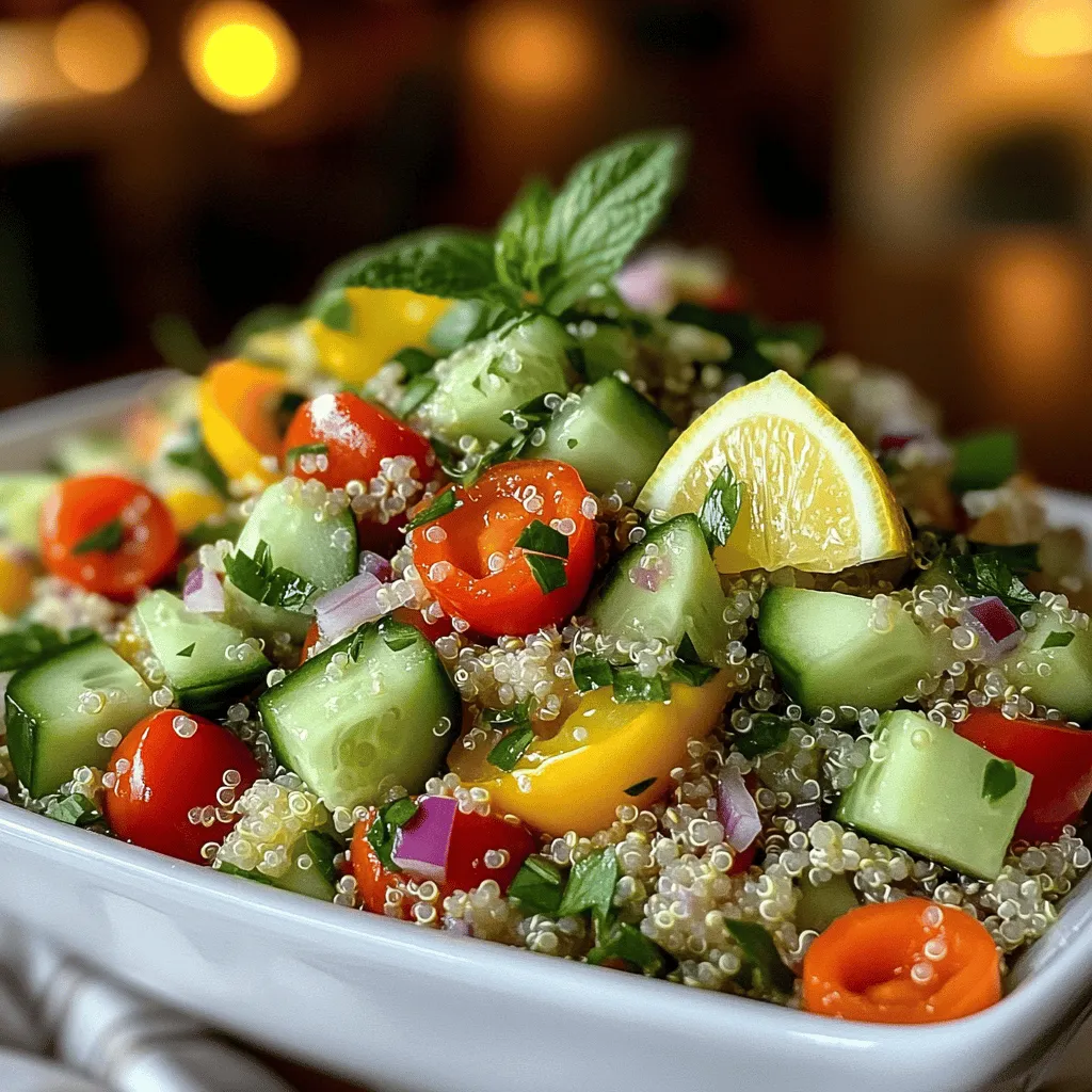 The base of any quinoa salad is, of course, quinoa. It has a nutty flavor and a great texture. For this salad, I use one cup of quinoa, cooked in two cups of vegetable broth or water. This cooking method enhances the taste of the quinoa.