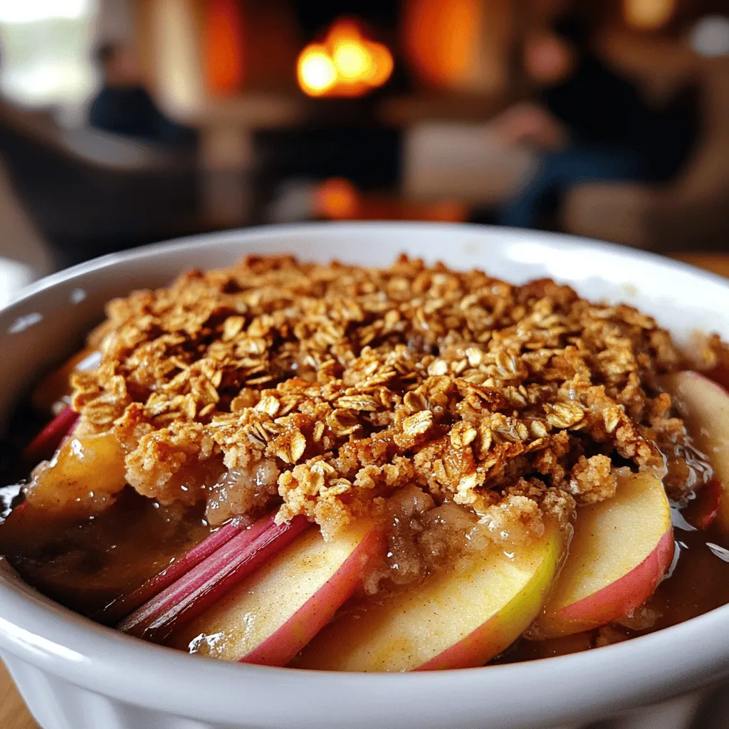 To create a tasty crumble, gather simple ingredients. You will need three large apples. I recommend Granny Smith or Honeycrisp for their balance of sweet and tart. Next, use two stalks of fresh rhubarb. The rhubarb adds a beautiful tang to the dish.
