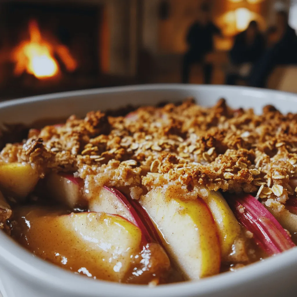 To create a tasty crumble, gather simple ingredients. You will need three large apples. I recommend Granny Smith or Honeycrisp for their balance of sweet and tart. Next, use two stalks of fresh rhubarb. The rhubarb adds a beautiful tang to the dish.