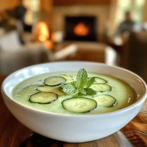 The main ingredients for this soup are fresh cucumbers and mint. They give the soup its cool flavor. You will also need Greek yogurt, vegetable broth, and olive oil. Each ingredient plays a key role in making the soup creamy and tasty.