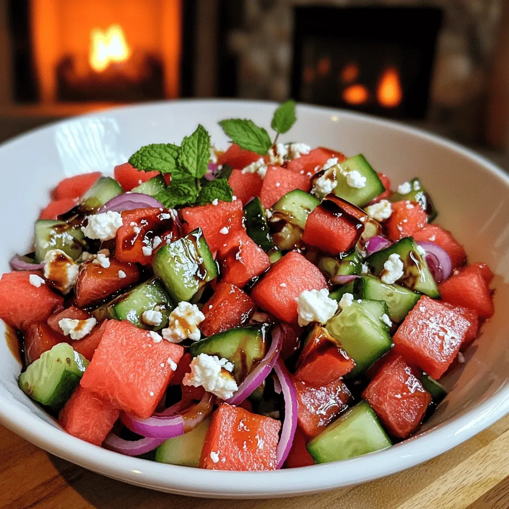 The main stars of a salade de pastèque et feta are watermelon and feta cheese.