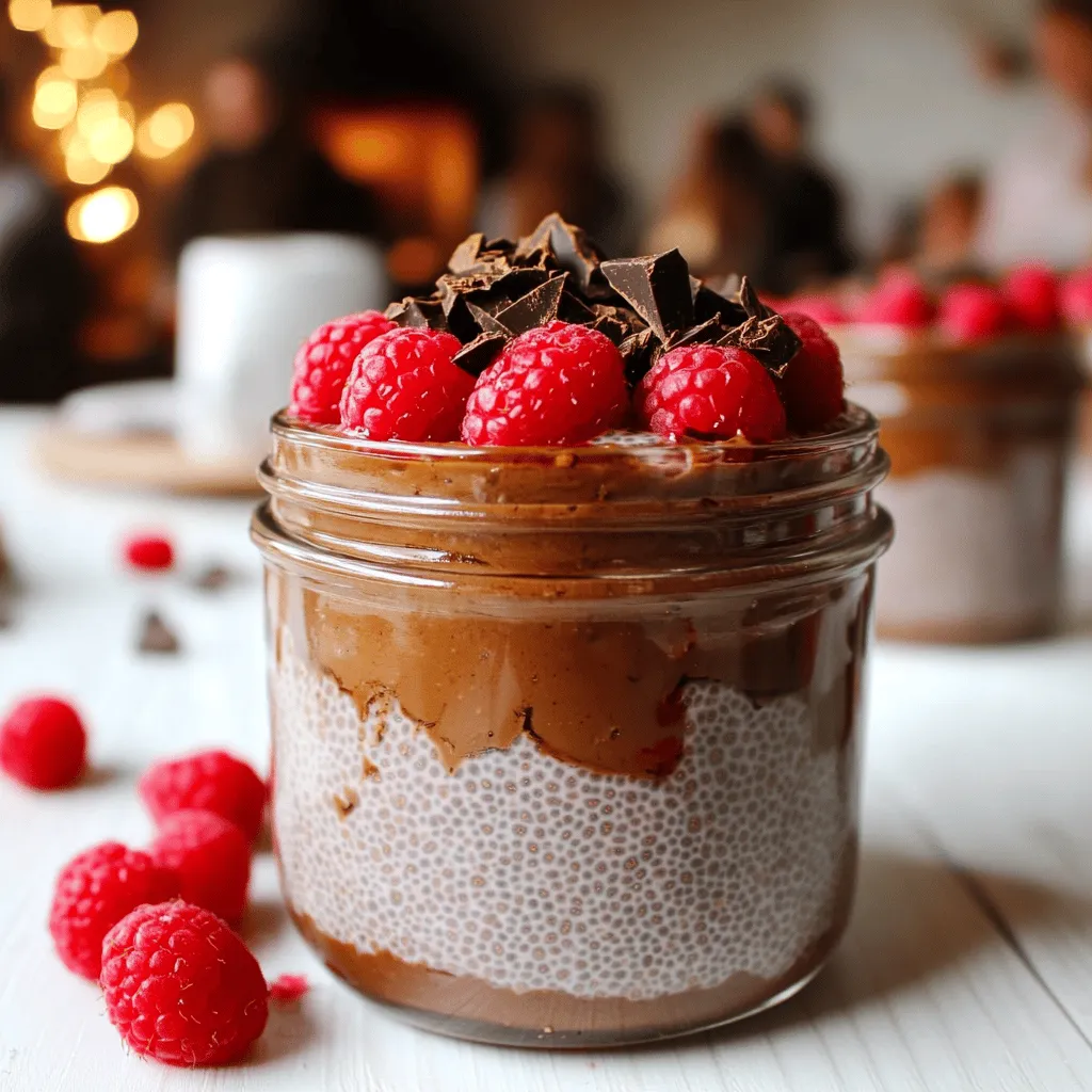 To make chia pudding chocolat framboise, you need a few key ingredients. Start with 1/2 cup of chia seeds. These tiny seeds will swell up and create a thick pudding. Use 2 cups of almond milk, or any non-dairy milk you prefer. This gives the pudding a creamy base. Next, add 1/4 cup of unsweetened cocoa powder for that rich chocolate flavor. Sweeten it up with 1/4 cup of maple syrup or honey. A teaspoon of vanilla extract adds warmth, while a pinch of sea salt enhances all flavors. Finally, include 1 cup of fresh raspberries to add a fruity twist.