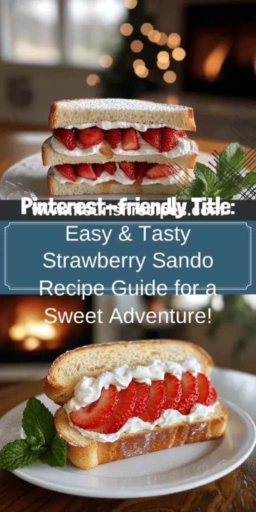 Indulge in a sweet treat with the easy and tasty strawberry sando recipe! This delightful Japanese sandwich features fresh strawberries and creamy goodness tucked between soft bread, making it a perfect dessert or snack. Discover the essential ingredients, step-by-step guide, and creative variations to impress your family and friends. Click through to explore how to make your own strawberry sando at home and enjoy this delicious adventure!