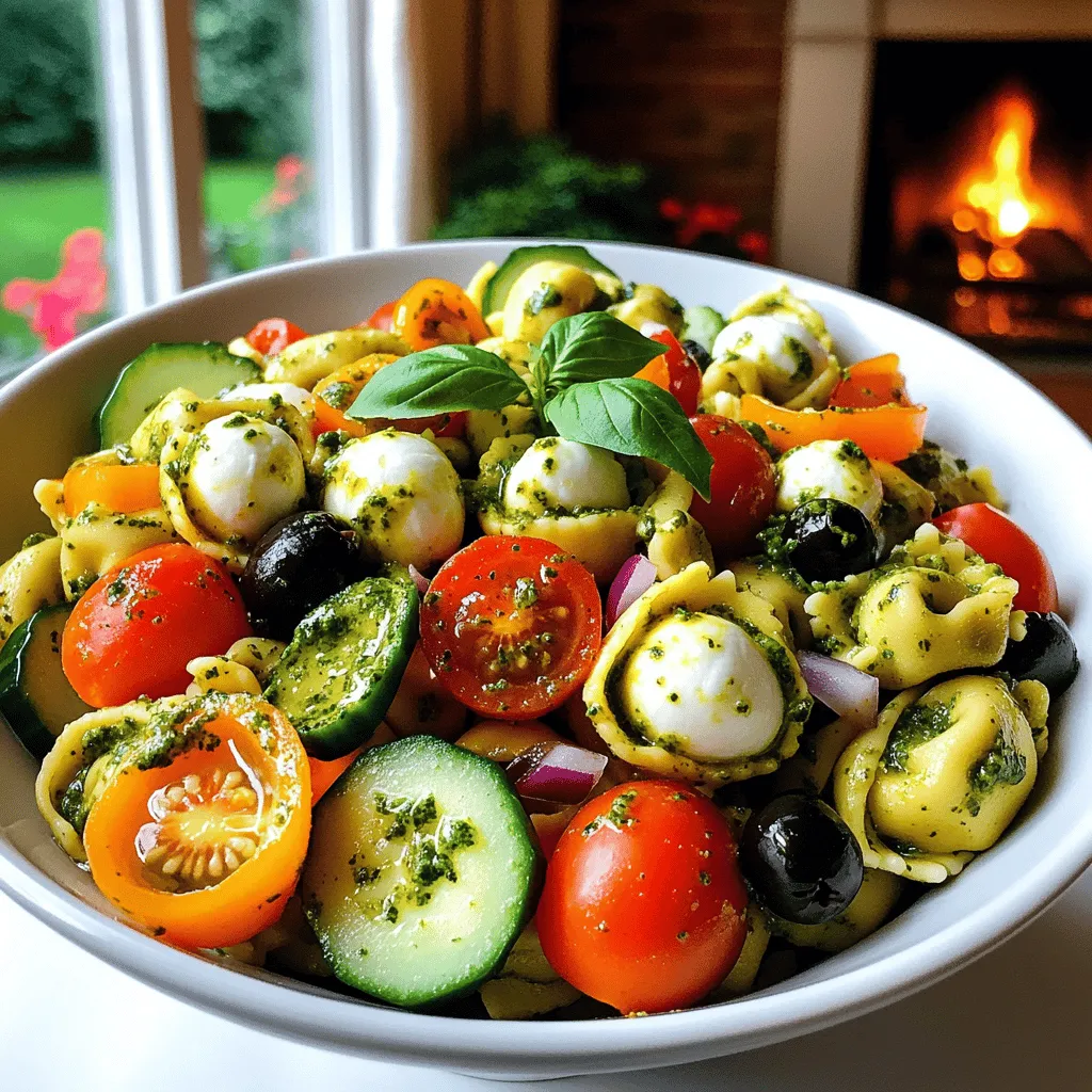 Pesto tortellini pasta salad is all about great ingredients. You want to start with fresh cheese tortellini. Use about 12 ounces for a full dish. Cheese-filled tortellini gives a creamy taste that blends well with pesto.