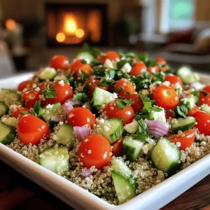 In my quinoa salad recipe, the ingredients shine. At the heart, you have quinoa. This grain is packed with protein and fiber. It also cooks light and fluffy. You can enjoy it hot or cold.