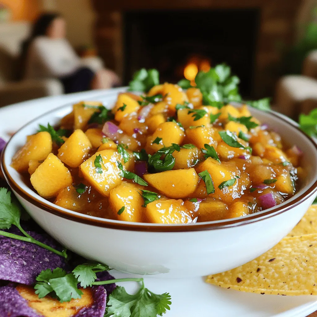 To make peach jalapeño salsa, you need fresh, simple ingredients. The main stars are three ripe peaches, peeled and diced. Next, you’ll want one medium red onion, finely chopped. For heat, use one or two jalapeños, deseeded and minced. You should also add 1/4 cup of chopped fresh cilantro. The juice of two limes adds a bright flavor. Lastly, sweeten it gently with one tablespoon of honey and season with salt and pepper. You can also add 1/2 teaspoon of cumin for a smoky twist. This peach jalapeño salsa recipe is easy and fun!